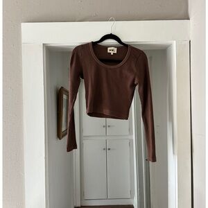 MWL (Madewell) Waffle Long Sleeve Crop Tee